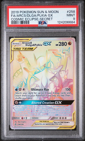 2019 Pokemon Sun Moon Cosmic Eclipse Palkia GX Arceus Dialga Secr PSA 9 258/236 