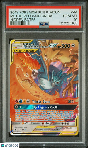 2019 Pokemon Sun Moon Hidden Fates Articuno GX Moltres Zapdos PSA 10 44/68 