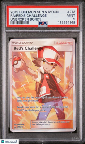 2019 Pokemon Sun Moon Unbroken Bonds Red's Challenge PSA 9 213/214 