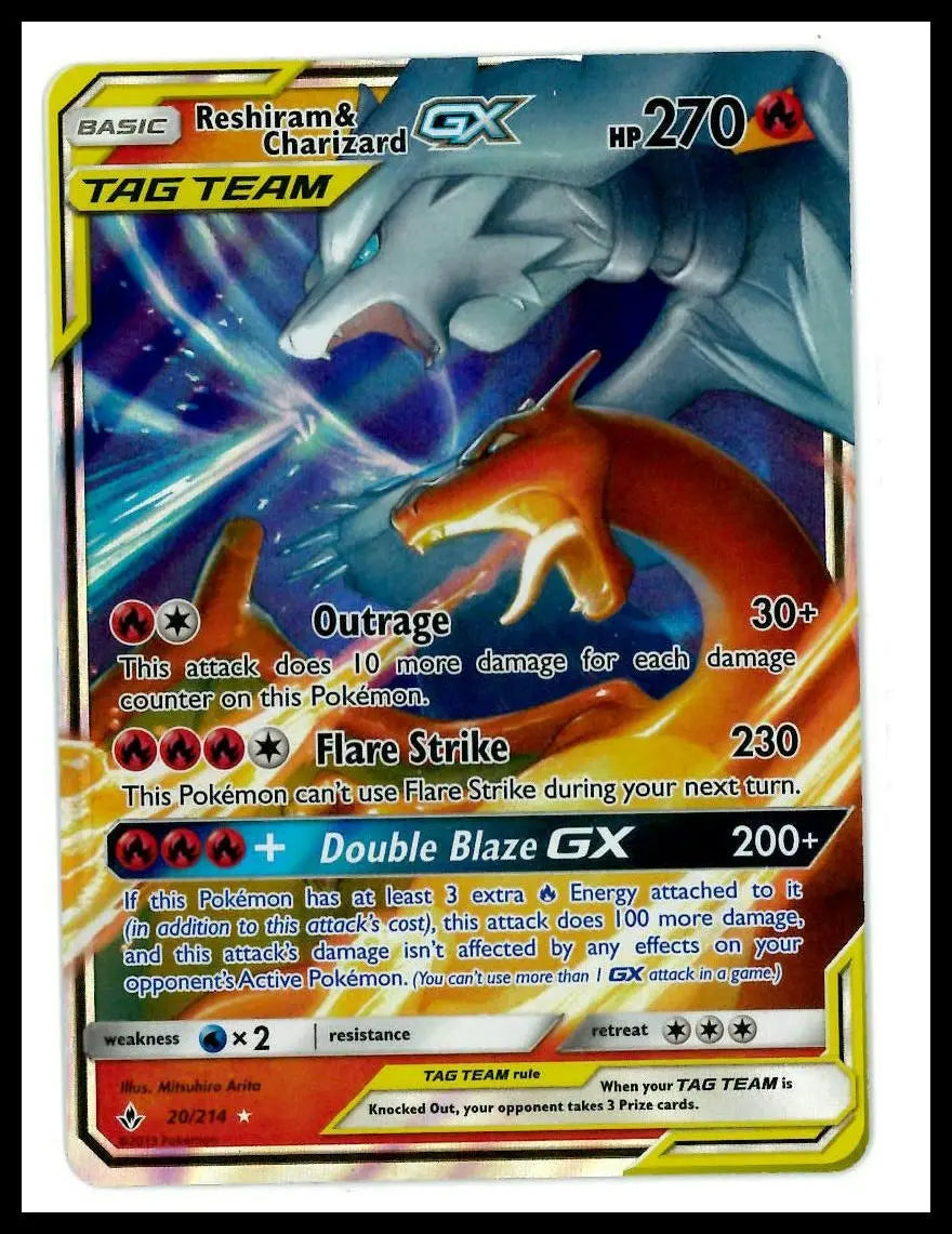 2019 Pokemon Sun Moon Unbroken Bonds Reshiram & Charizard GX 20/214 