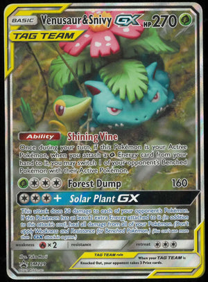 2019 Pokemon Sun & Moon Black Star Promo Tag Team Venusaur & Snivy GX SM229 