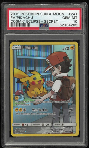 2019 Pokemon Sun & Moon Cosmic Eclipse Pikachu 241/236 PSA 10 