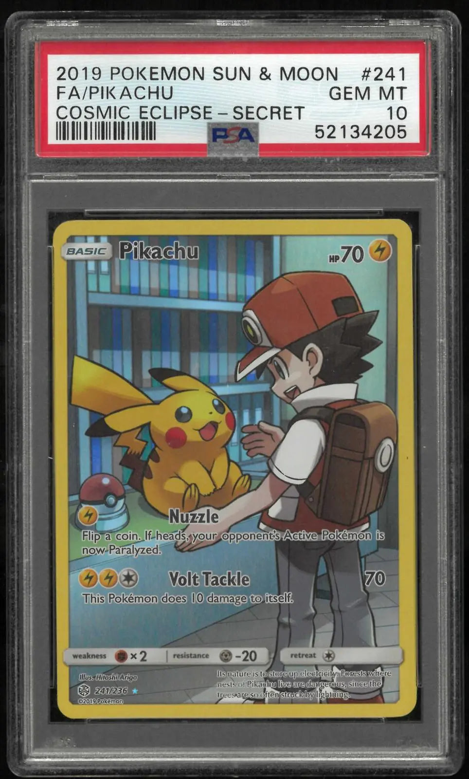 2019 Pokemon Sun & Moon Cosmic Eclipse Pikachu 241/236 PSA 10 