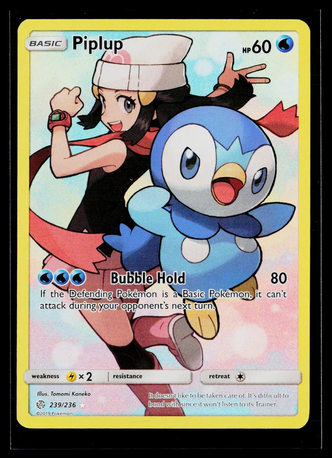 2019 Pokemon Sun & Moon Cosmic Eclipse Piplup Secret Rare Holofoil 239/236 