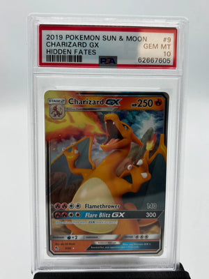 2019 Pokemon Sun & Moon Hidden Fates Charizard GX Hidden Fates 9/68 PSA 10 