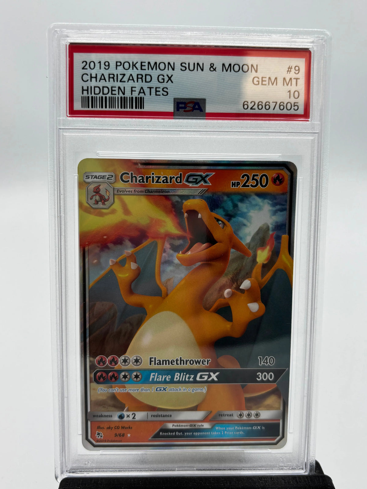 2019 Pokemon Sun & Moon Hidden Fates Charizard GX Hidden Fates 9/68 PSA 10 