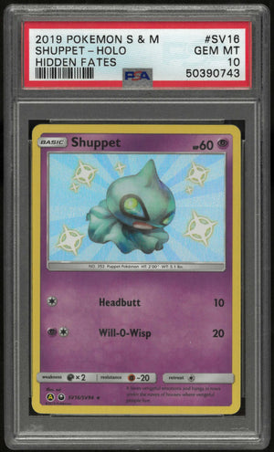 2019 Pokemon Sun & Moon Hidden Fates SV16/SV94 Shuppet Holo PSA 10 