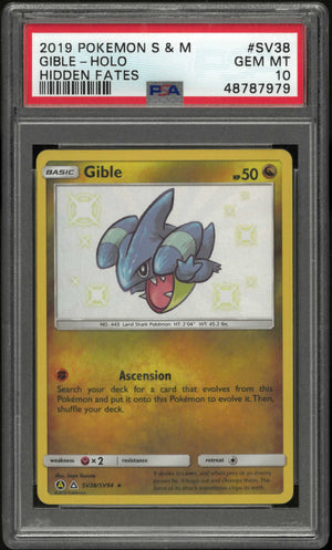 2019 Pokemon Sun & Moon Hidden Fates SV38/SV94 Gible Holo PSA 10 