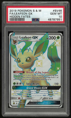 2019 Pokemon Sun & Moon Hidden Fates SV46/SV94 Leafeon Gx PSA 10 