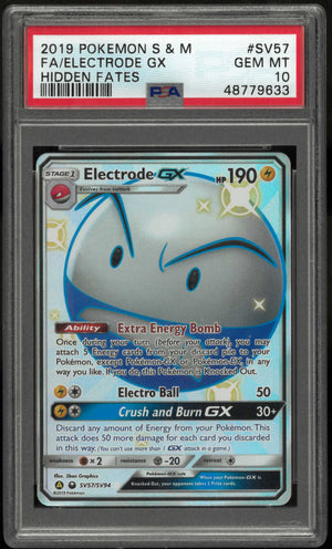 2019 Pokemon Sun & Moon Hidden Fates SV57/SV94 Electrode Gx PSA 10 