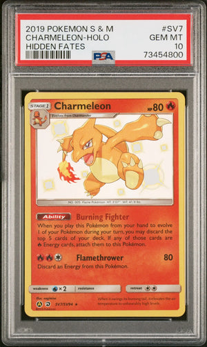 2019 Pokemon Sun & Moon Hidden Fates SV7/SV94 Charmeleon Holo PSA 10 
