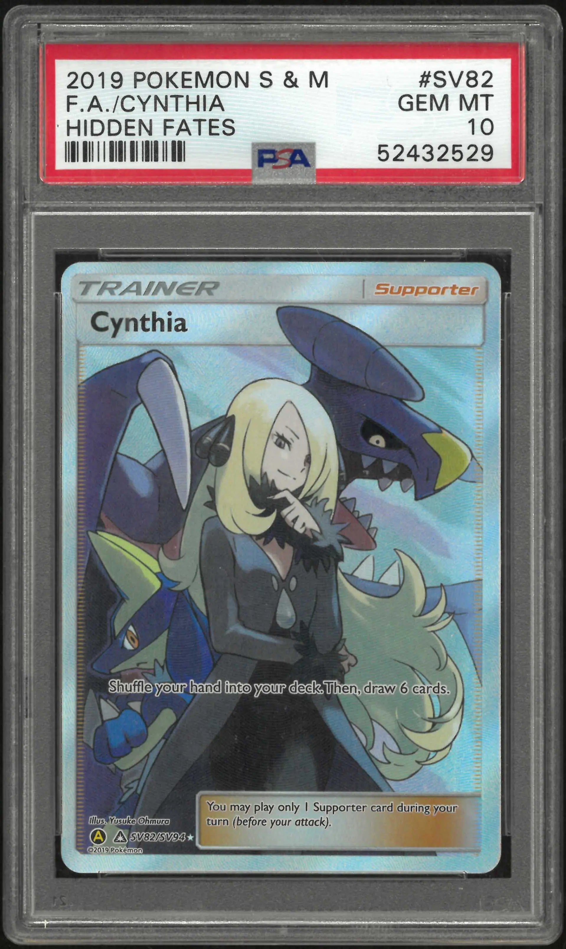 2019 Pokemon Sun & Moon Hidden Fates SV82/SV94 Cynthia PSA 10 