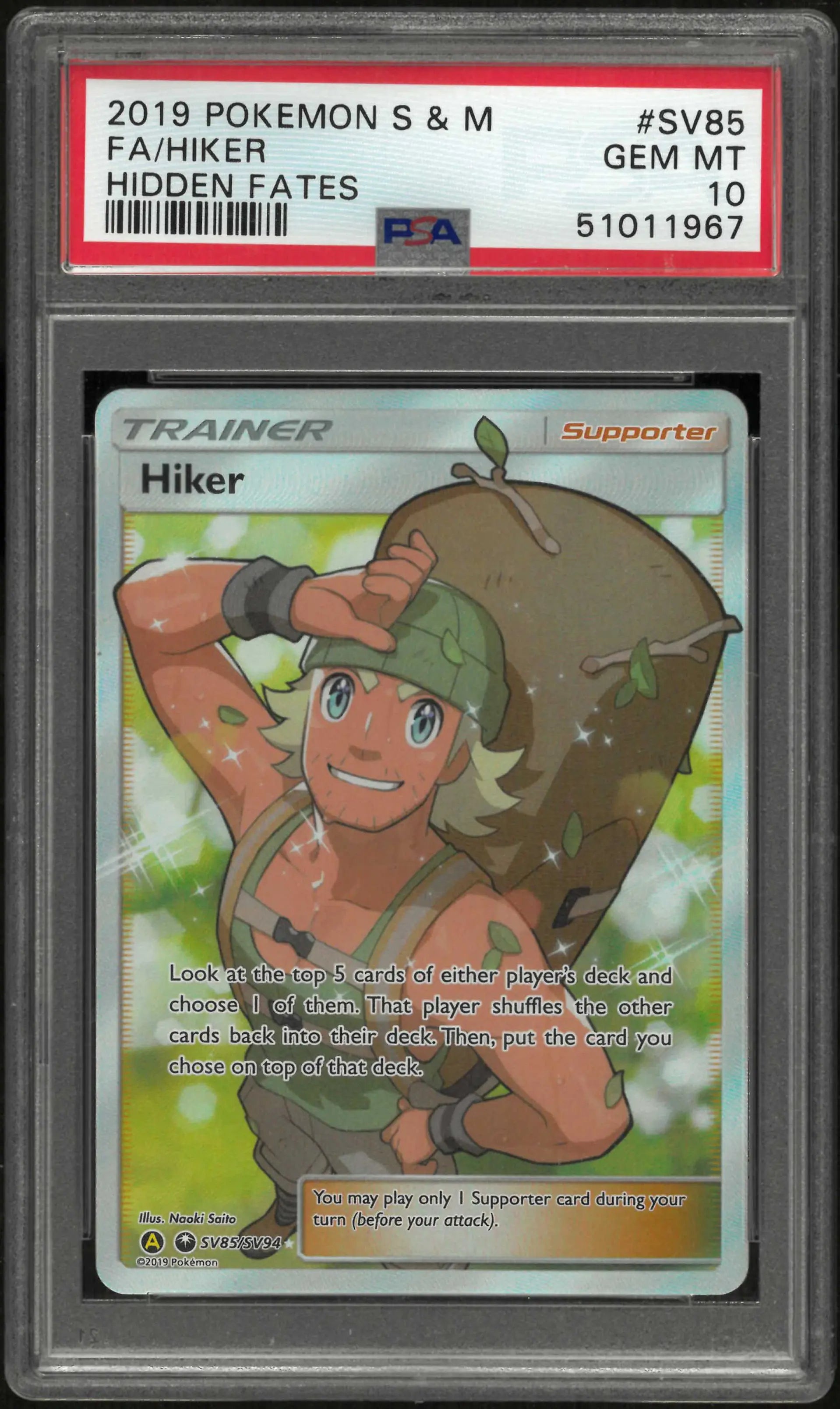 2019 Pokemon Sun & Moon Hidden Fates SV85/SV94 Hiker PSA 10 