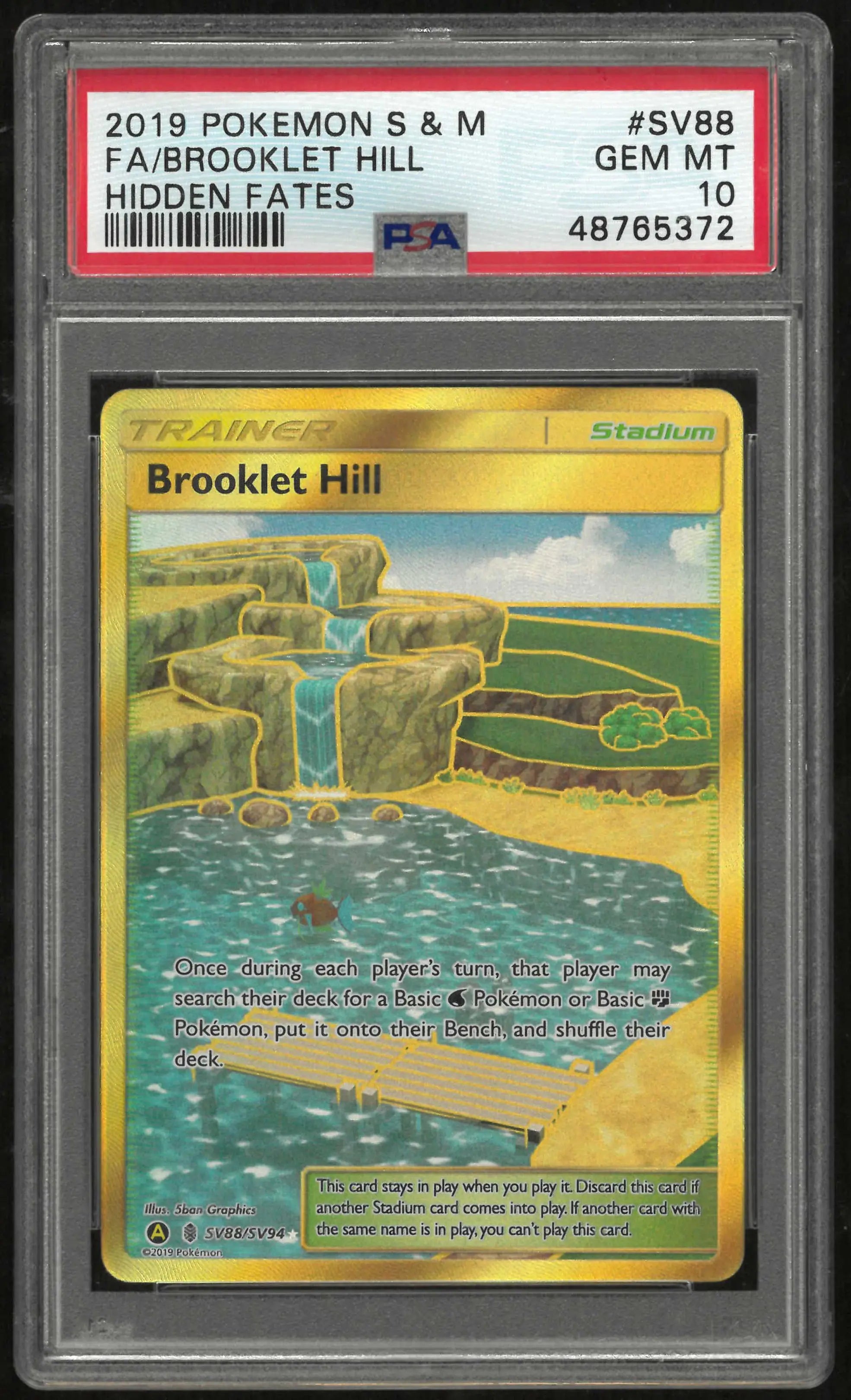 2019 Pokemon Sun & Moon Hidden Fates SV88/SV94 Brooklet Hill PSA 10 
