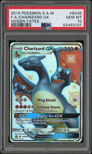 2019 Pokemon Sun & Moon Hidden Fates #SV49/SV94 Charizard Gx PSA 10 