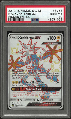 2019 Pokemon Sun & Moon Hidden Fates #SV58 Fa Xurkitree Gx  PSA 10 