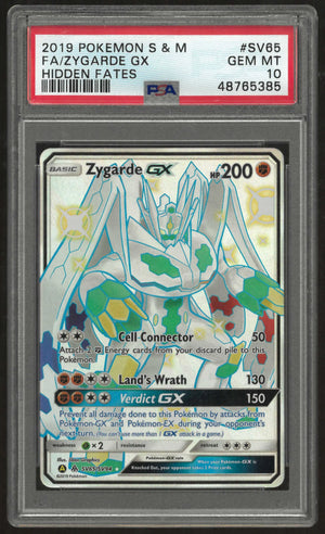 2019 Pokemon Sun & Moon Hidden Fates #SV65 Fa Zygarde Gx PSA 10 