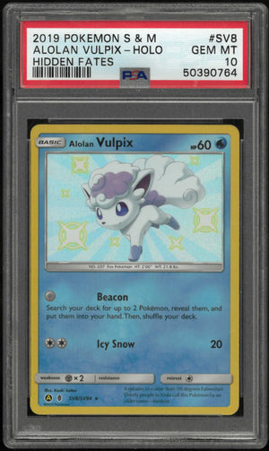 2019 Pokemon Sun & Moon Hidden Fates #SV8 Alolan Vulpix-Holo PSA 10 
