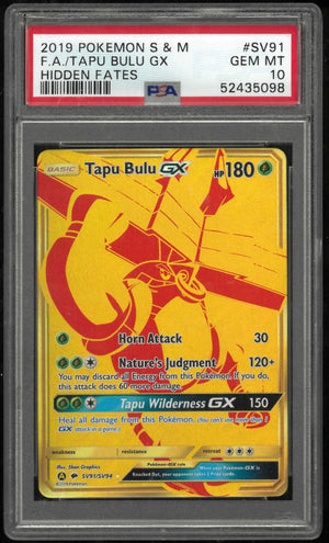 2019 Pokemon Sun & Moon Hidden Fates #SV91 Fa Tapu Bulu Gx PSA 10 