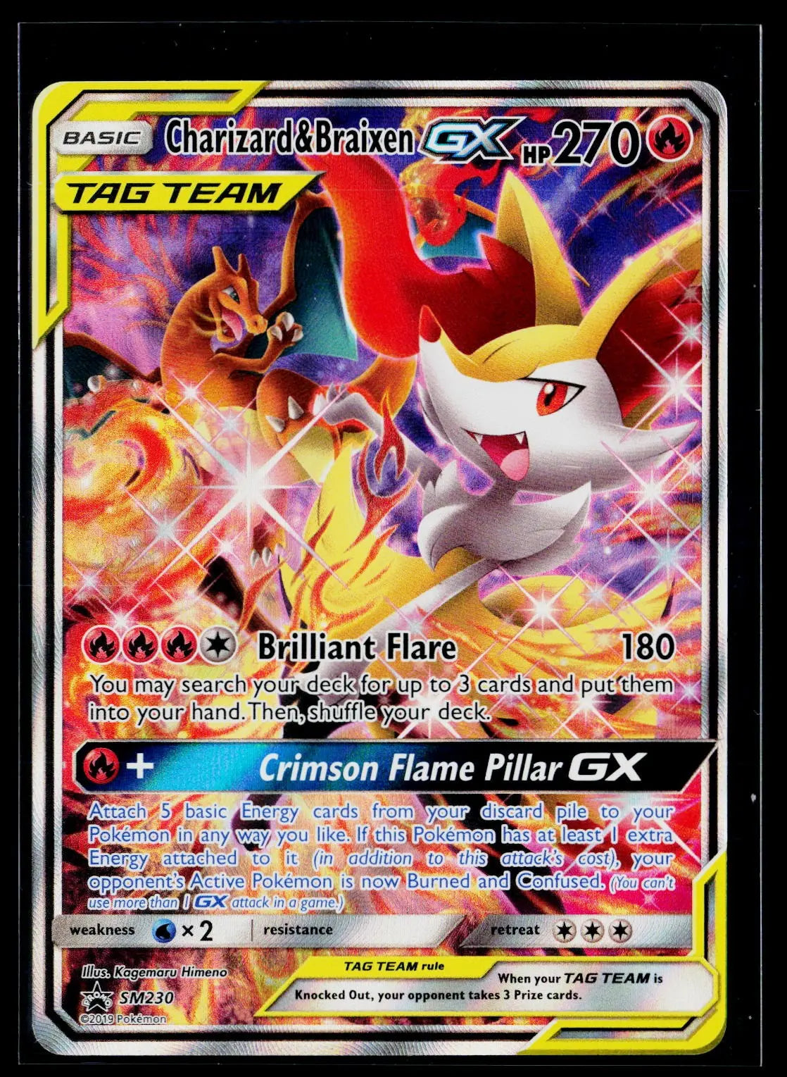 2019 Pokemon Sun & Moon Promo Charizard & Braixen GX Holofoil SM230 