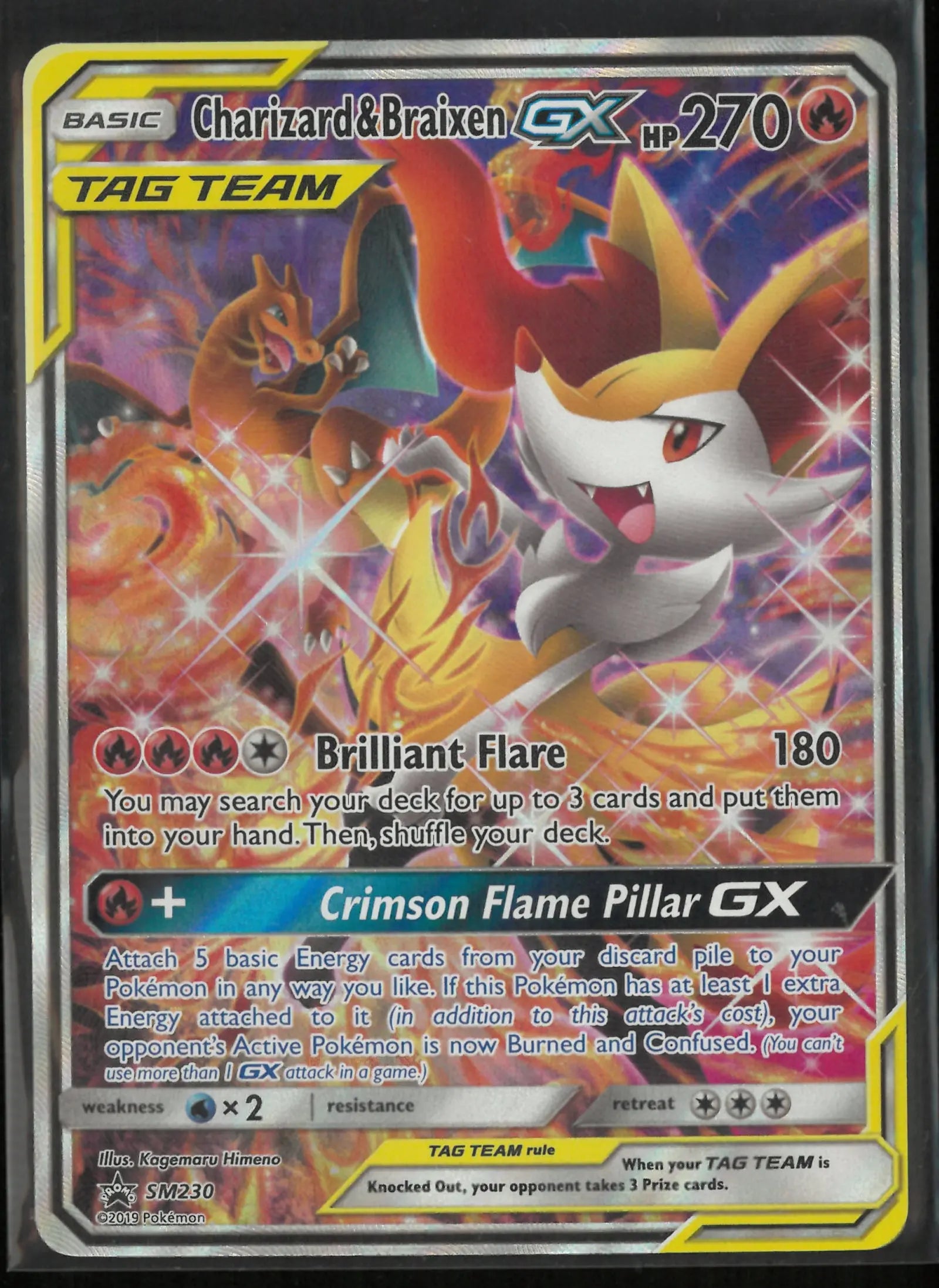 2019 Pokemon Sun & Moon Promo Charizard & Braixen GX Tag Team SM230 Promo 