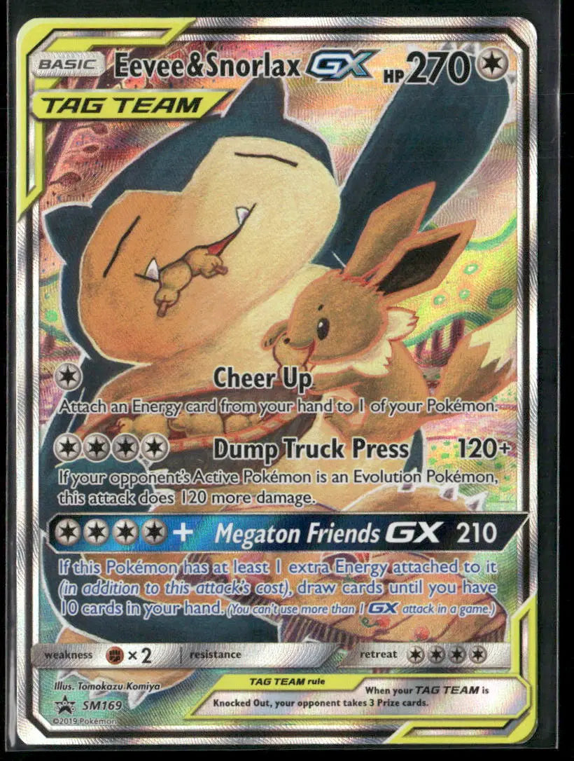 2019 Pokemon Sun & Moon Promo Eevee & Snorlax GX SM169 LP 