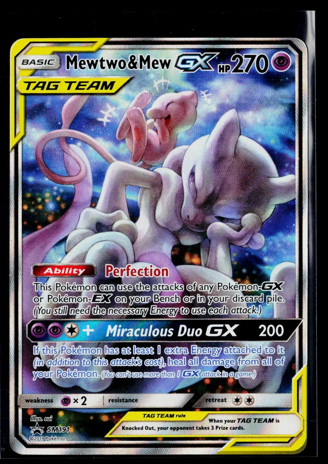 2019 Pokemon Sun & Moon Promo Mewtwo & Mew GX SM191 LP+ 