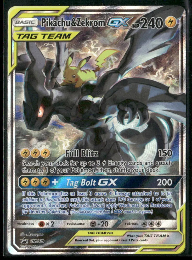 2019 Pokemon Sun & Moon Promo Pikachu & Zekrom GX SM168 