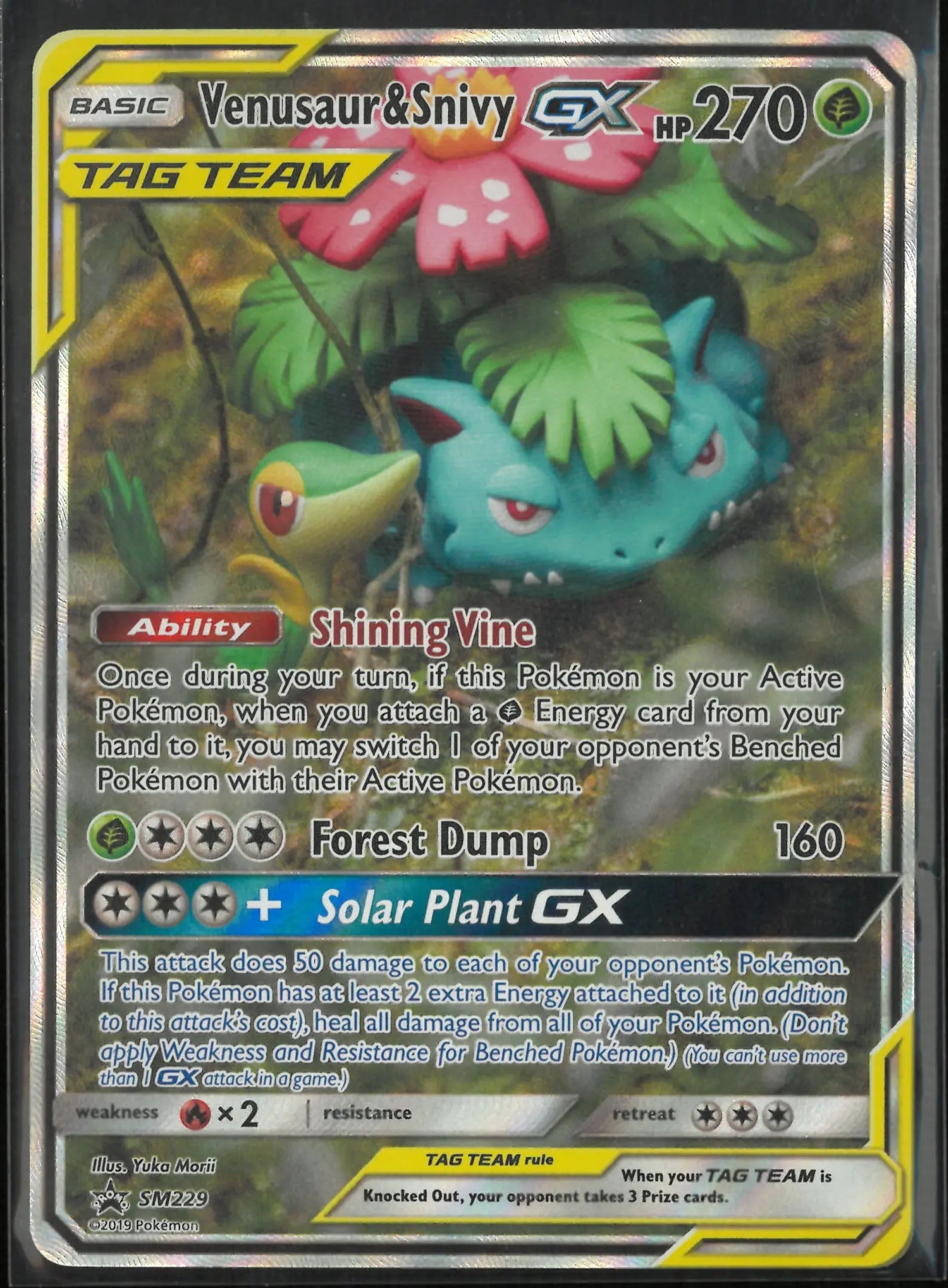2019 Pokemon Sun & Moon Promo Venusaur & Snivy GX Tag Team Promo 229 