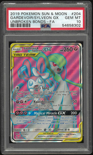 2019 Pokemon Sun & Moon Unbroken Bonds #204/214 Gardevoir Sylveon Gx PSA 10 