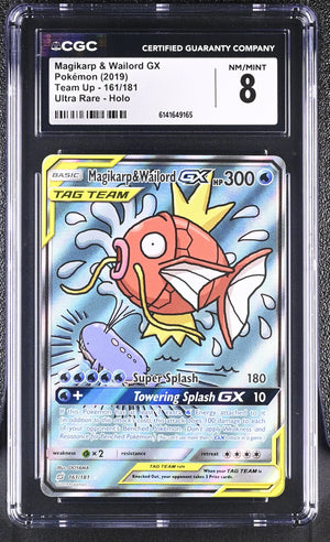 2019 Pokemon Team Up Magikarp & Wailord GX Ultra Rare Tag Team 161/181 CGC 8 