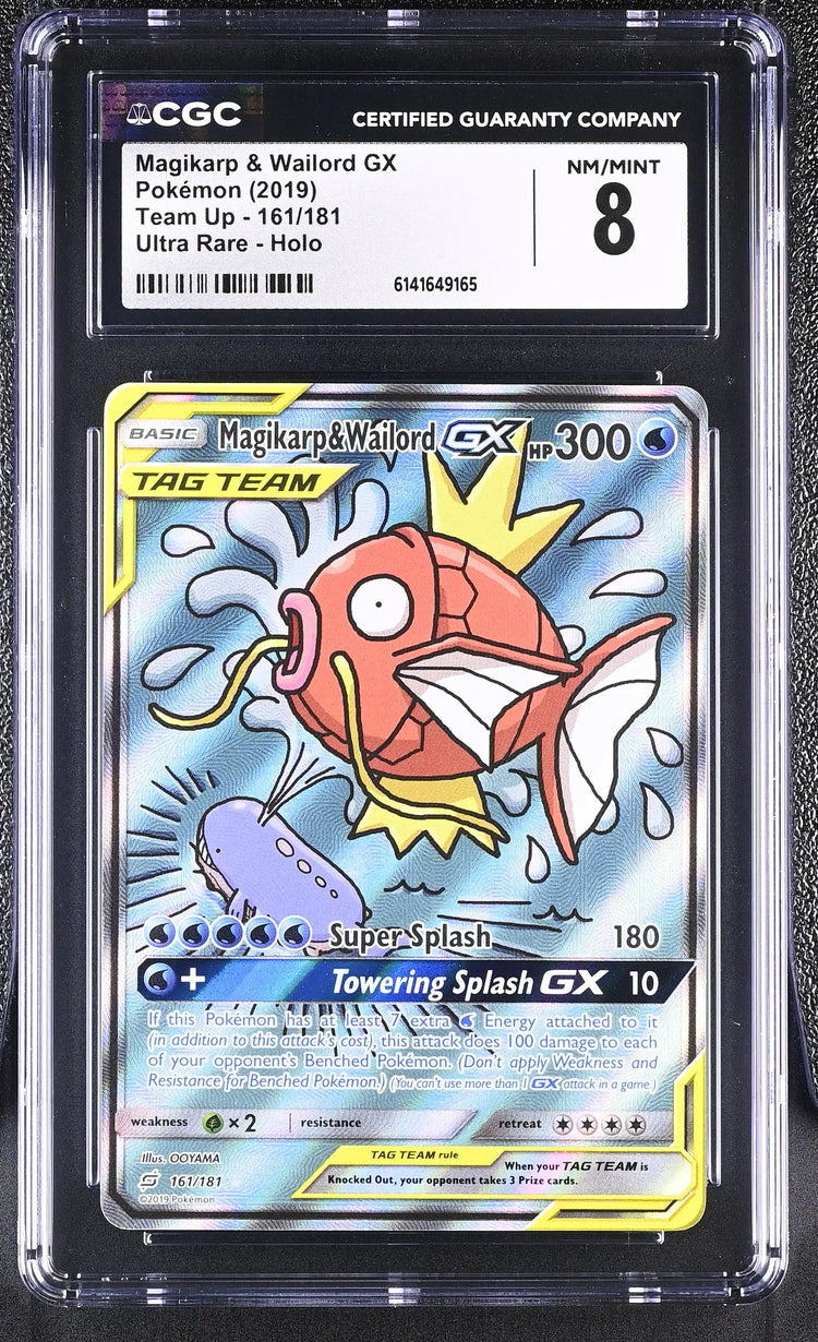 2019 Pokemon Team Up Magikarp & Wailord GX Ultra Rare Tag Team 161/181 CGC 8 