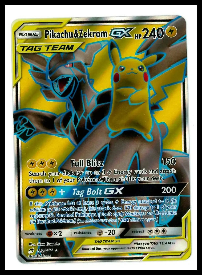 2019 Pokemon Team Up Pikachu & Zekrom GX Full Art 162/181 