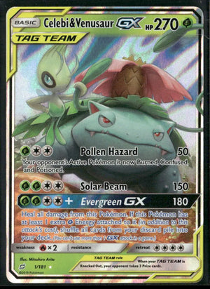 2019 Pokemon Team Up Ultra Rare Celebi & Venusaur GX 1/181 