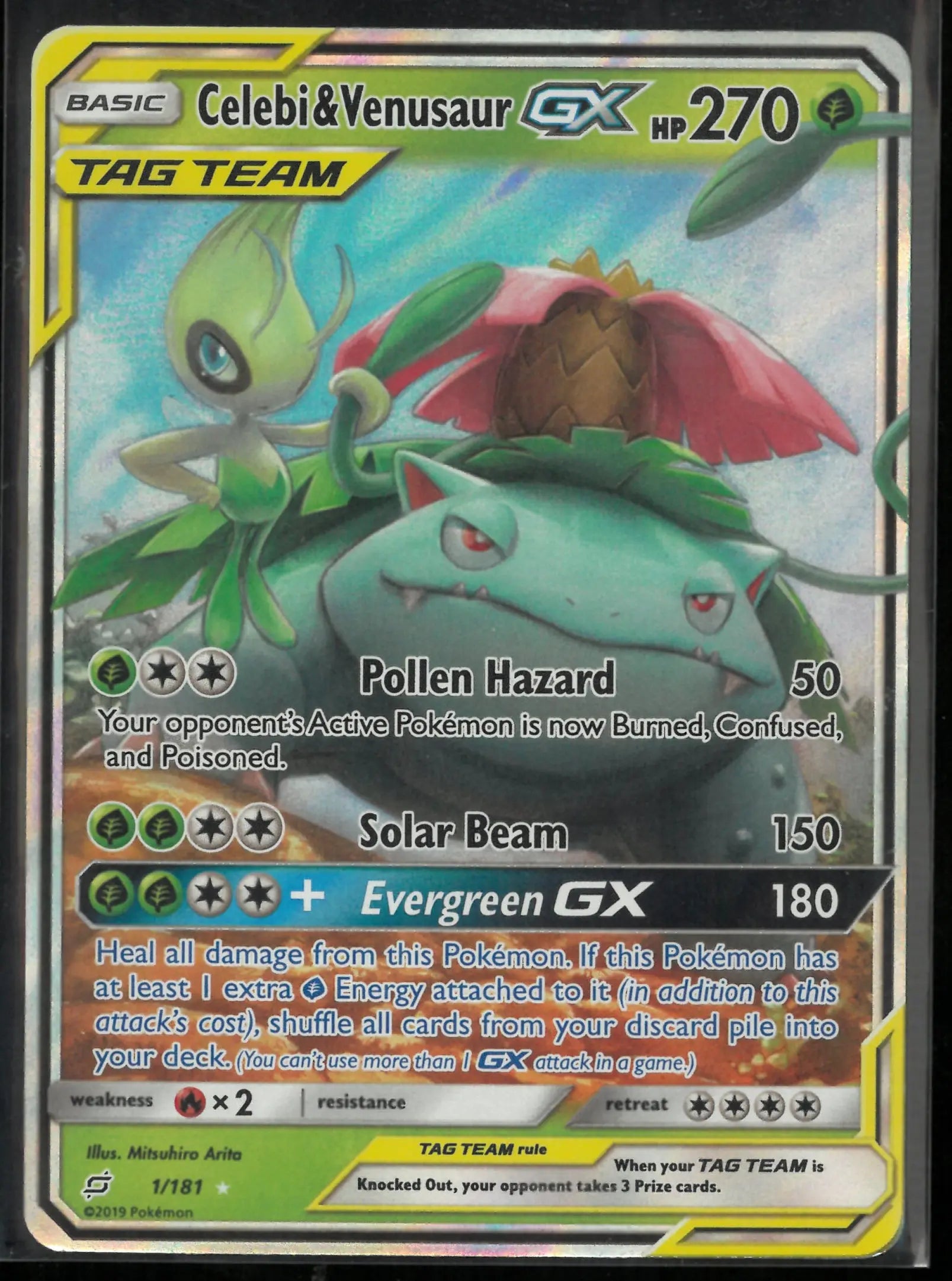 2019 Pokemon Team Up Ultra Rare Celebi & Venusaur GX 1 