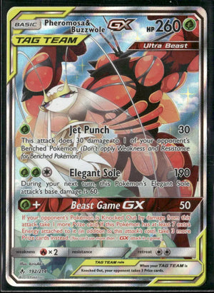 2019 Pokemon Unbroken Bonds Alternate Full Art Pheromosa & Buzzwole GX 192/214 