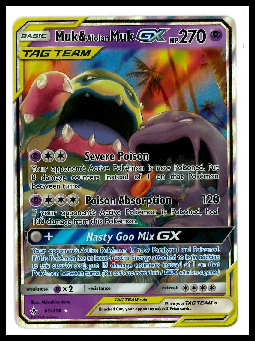 2019 Pokemon Unbroken Bonds Muk & Alolan Muk GX 61/214 (B) 