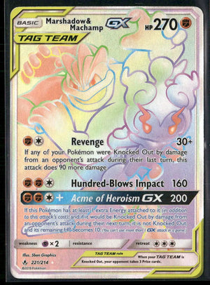 2019 Pokemon Unbroken Bonds Secret Rare Marshadow & Machamp GX 221/214 