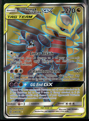 2019 Pokemon Unified Minds Ultra Rare Full Art Garchomp & Giratina GX 228/236 