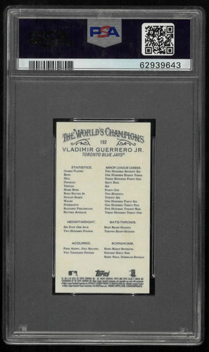 2019 Topps Allen & Ginter Rookie Vladimir Guerrero Jr. RC Mini-Gold PSA 10 