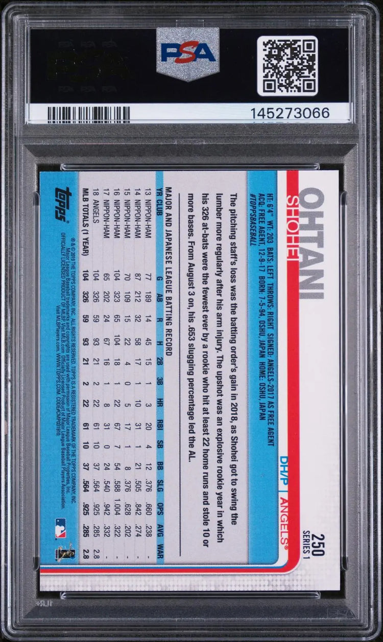 2019 Topps Baseball Shohei Ohtani PSA 9 