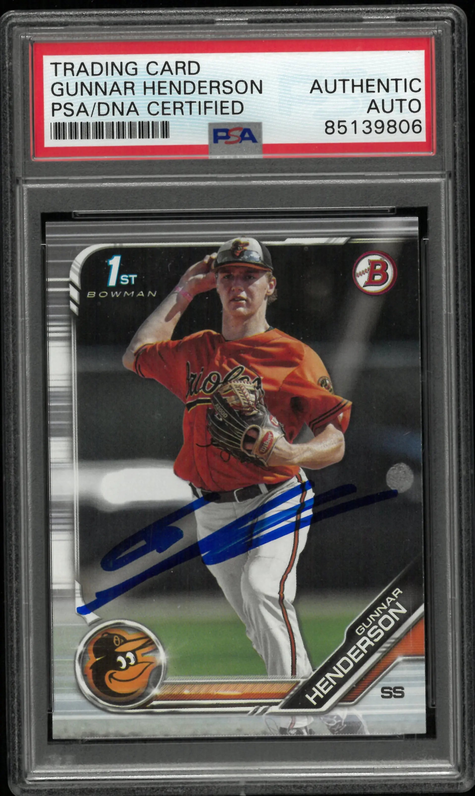2019 Topps Bowman Gunnar Henderson Autograph Auto PSA Authentic Auto 