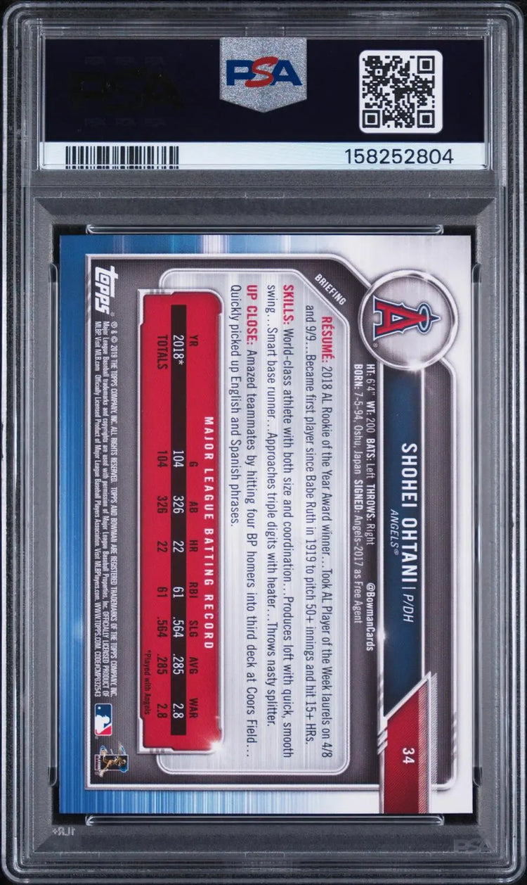 2019 Topps Bowman Shohei Ohtani PSA 10 