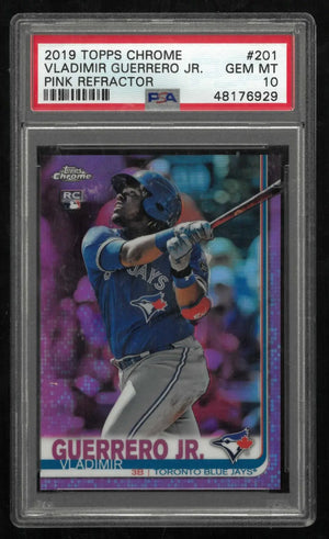 2019 Topps Chrome Baseball Rookie Vladimir Guerrero Jr. RC Pink Refractor PSA 10 