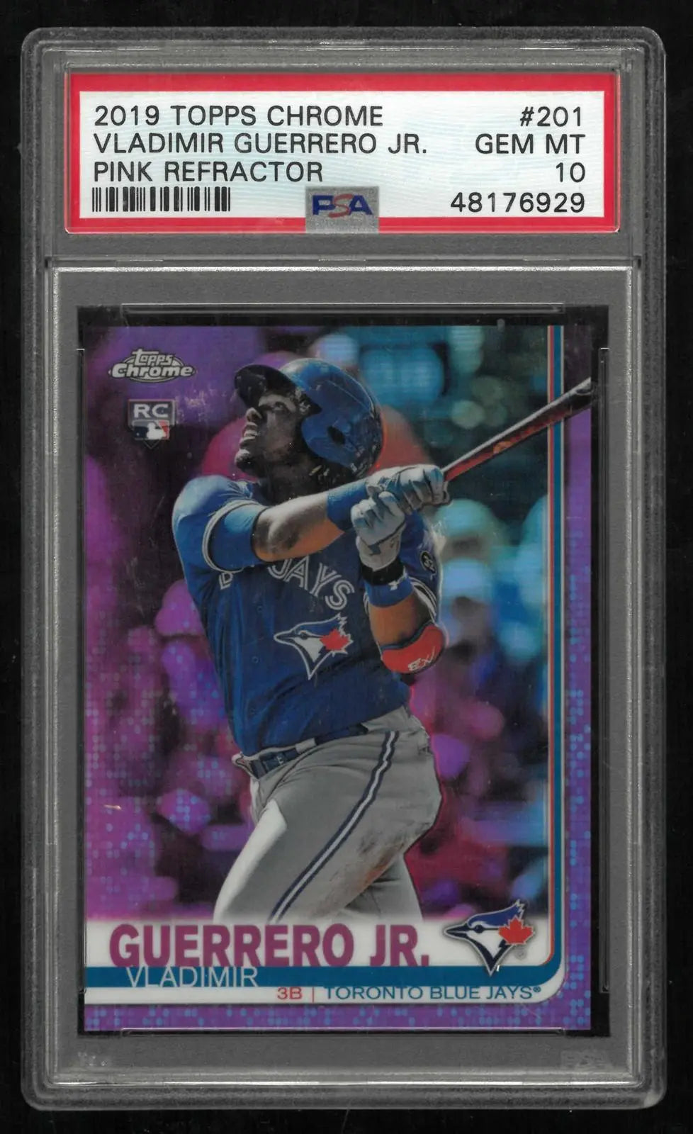 2019 Topps Chrome Baseball Rookie Vladimir Guerrero Jr. RC Pink Refractor PSA 10 