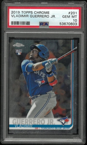2019 Topps Chrome Baseball Vladimir Guerrero JR. RC Rookie #201 PSA 10
