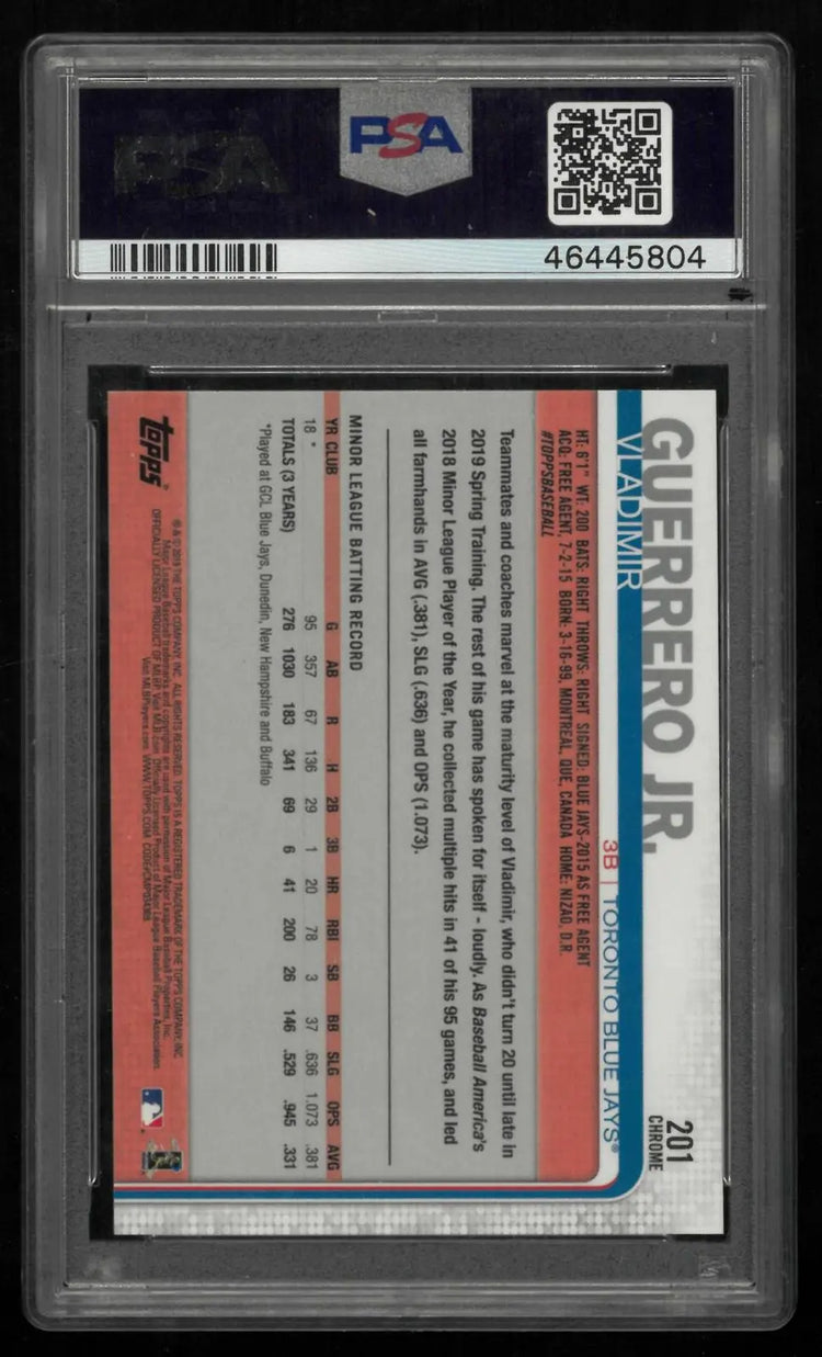 2019 Topps Chrome Rookie Vladimir Guerrero Jr. RC Prism Refractor PSA 10 