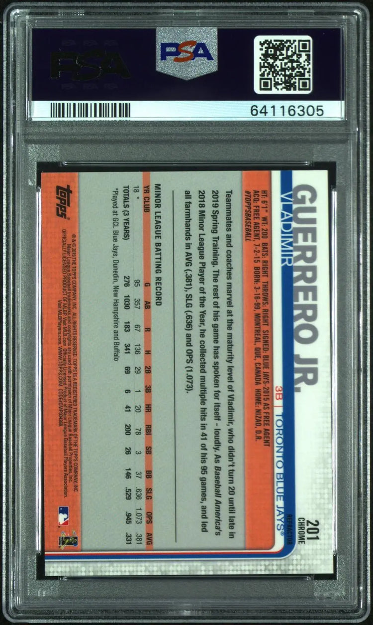 2019 Topps Chrome Rookie Vladimir Guerrero Jr. RC Sepia Refractor PSA 10 