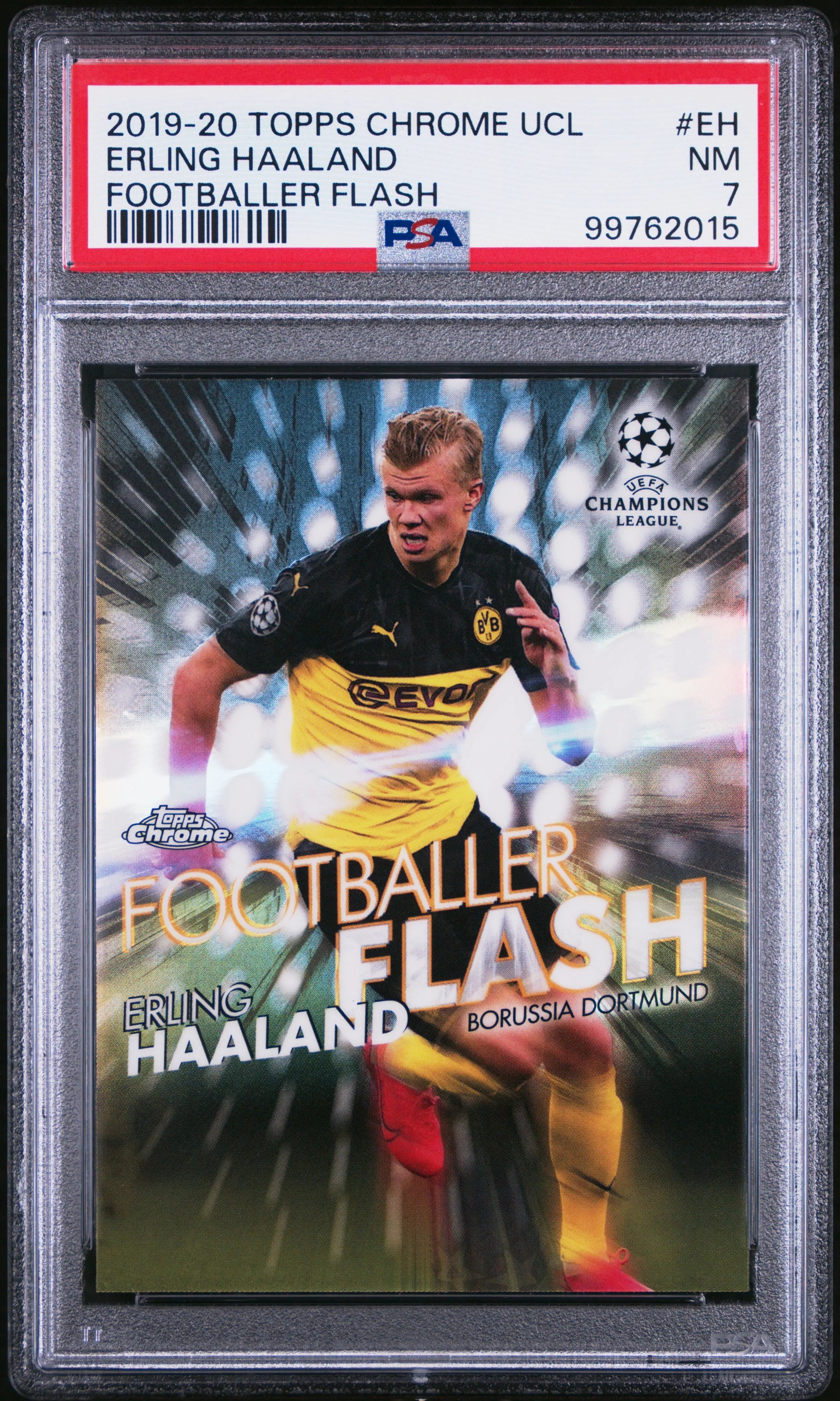 2019 Topps Chrome UEFA Champions League Footballer Flash Erling Haaland  PSA 7 