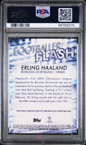 2019 Topps Chrome UEFA Champions League Footballer Flash Erling Haaland  PSA 7 